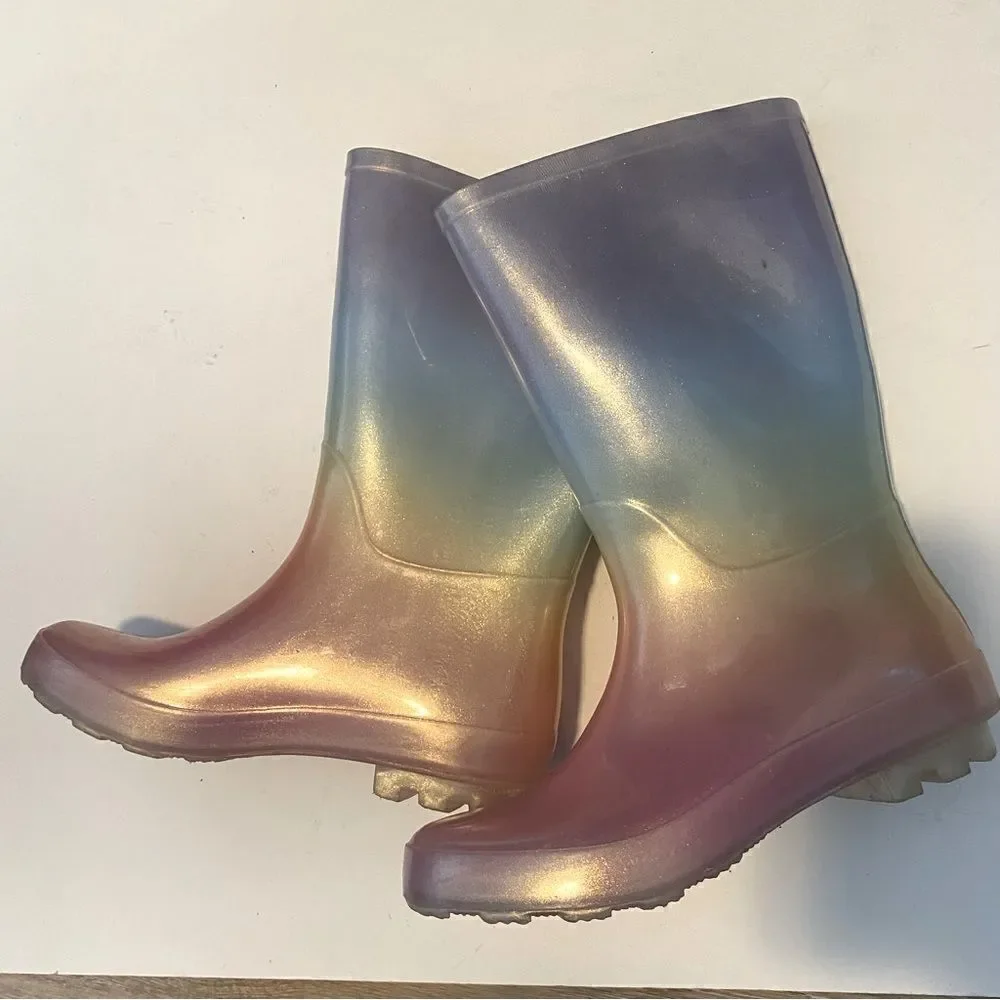 Cat & Jack girls Shoes Cece Rain Boots Pearl ombre multicolor rainbow-6